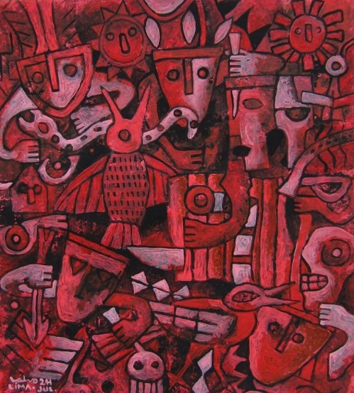 Rojo ancestral, sugestiva obra del artista.