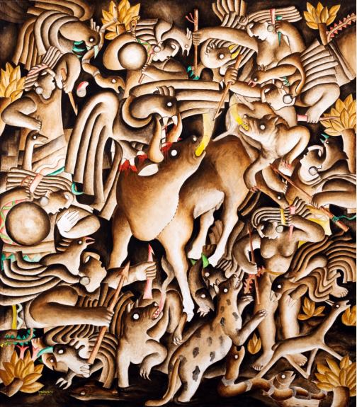 Yawar Fiesta. Pintura de Víctor Salvo. Óleo sobre tela, 150 x 130 cm.